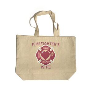 Firefighter's Wife Canvas Tote Bag Heavy 10oz Cotton Canvas Size: 15"x15"x5" NEW